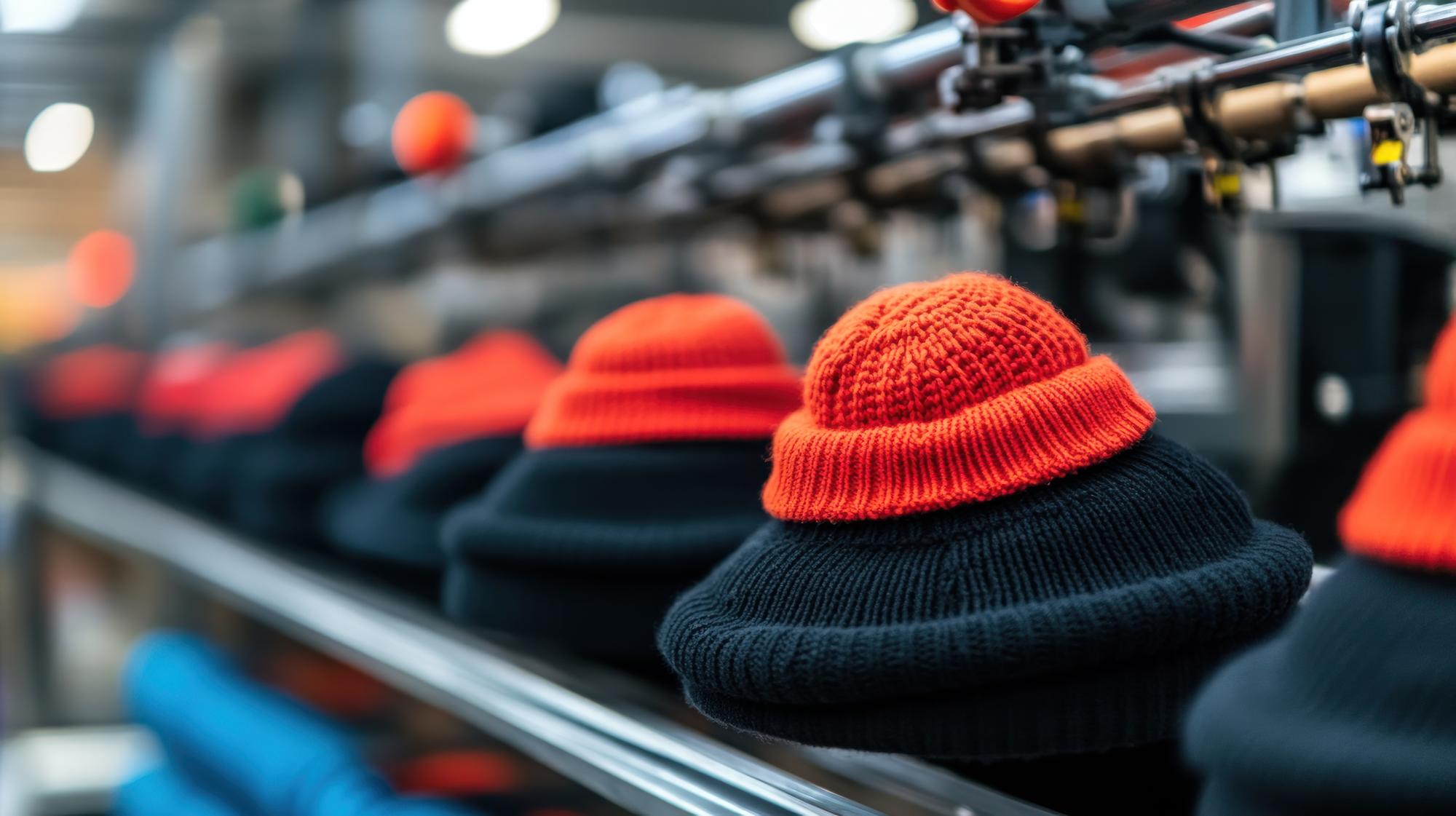 reihenproduktion bestickter caps